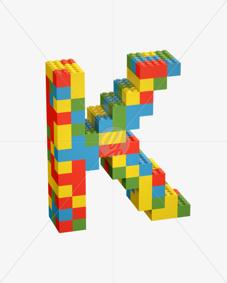 Letter K from Lego Random Color Font on Yellow Images Creative Fonts - S26652