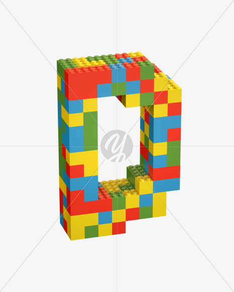 Letter D from Lego Random Color Font on Yellow Images Creative Fonts - S26645