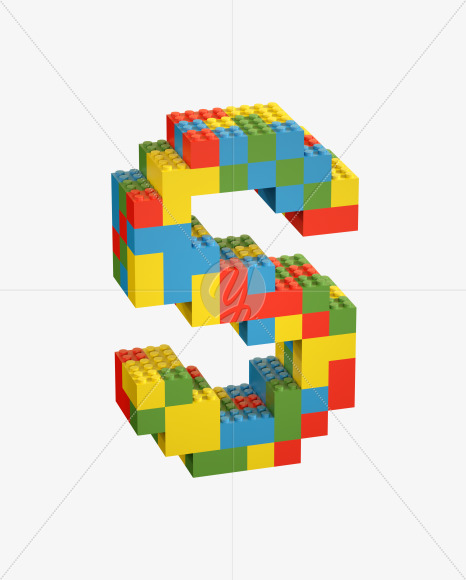 Letter S from Lego Random Color Font on Yellow Images Creative Fonts - S26660