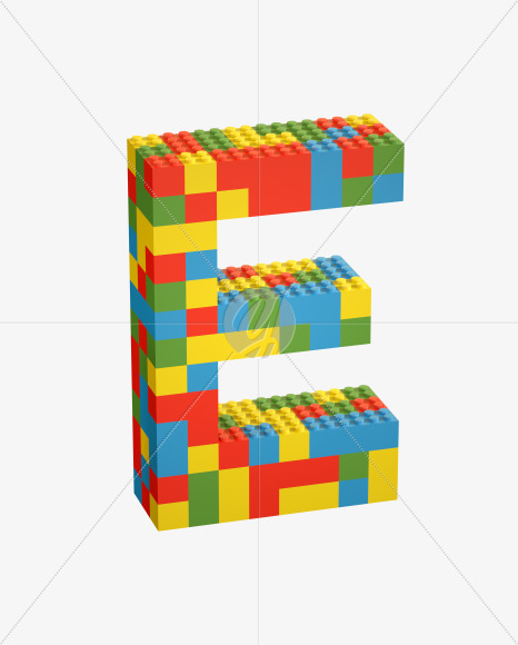 Letter E from Lego Random Color Font on Yellow Images Creative Fonts ...