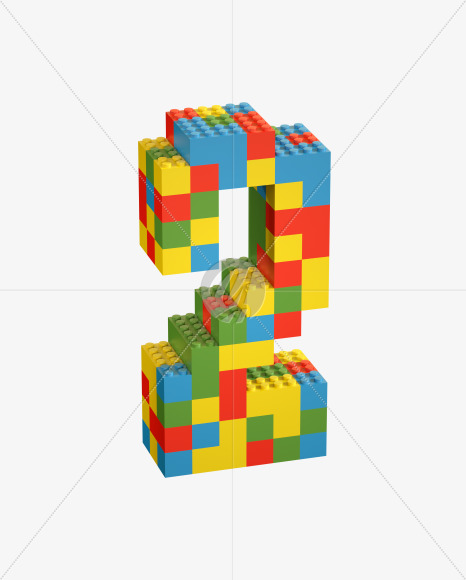 2 from Lego Random Color Font on Yellow Images Creative Fonts - S26669