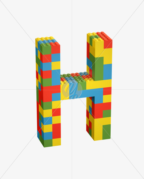 Letter H from Lego Random Color Font on Yellow Images Creative Fonts - S26649