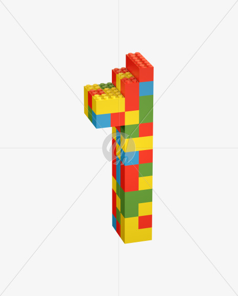 1 from Lego Random Color Font on Yellow Images Creative Fonts - S26668