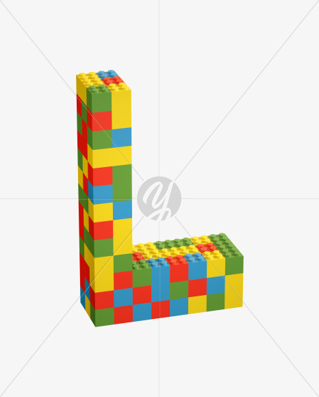 Letter L from Lego Random Color Font on Yellow Images Creative Fonts - S26653