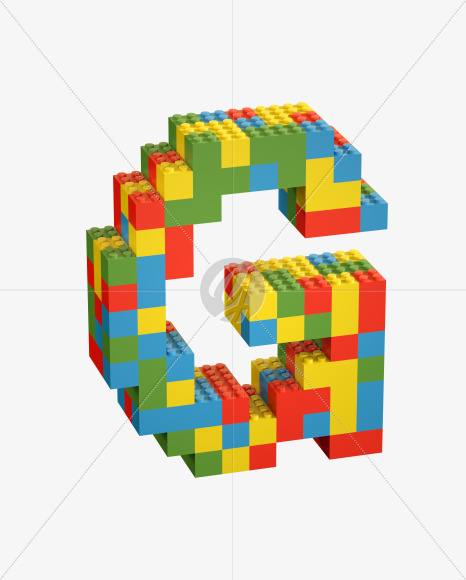 Letter G from Lego Random Color Font on Yellow Images Creative Fonts - S26648