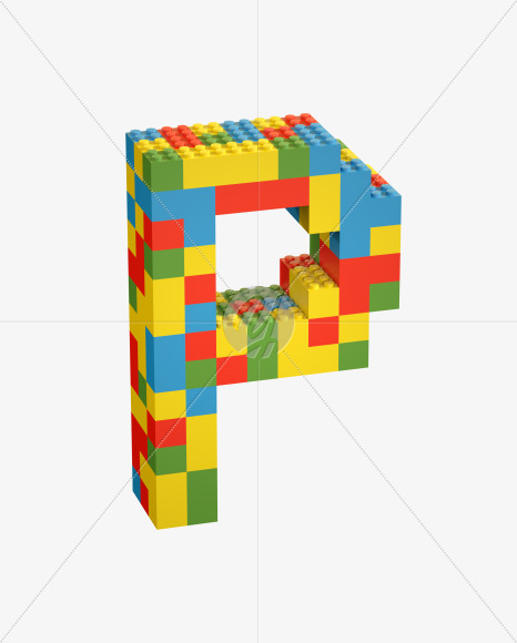 Letter P from Lego Random Color Font on Yellow Images Creative Fonts - S26657