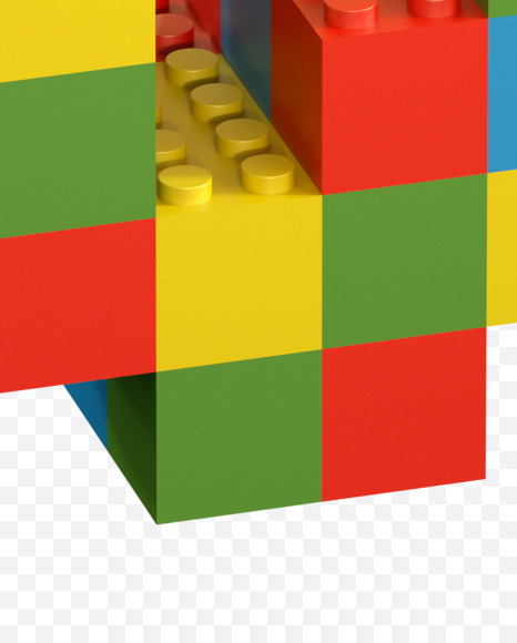 Letter J from Lego Random Color Font on Yellow Images Creative Fonts - S26651