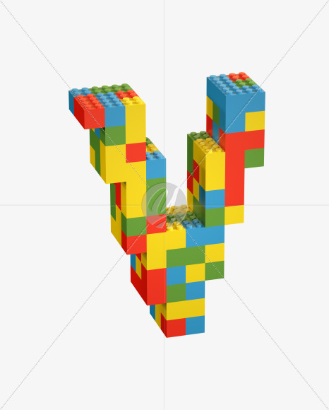 Letter V from Lego Random Color Font on Yellow Images Creative Fonts - S26663