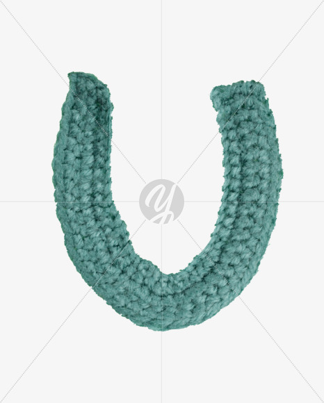 Letter U from Green Knitted Font on Yellow Images Creative Fonts - S26706