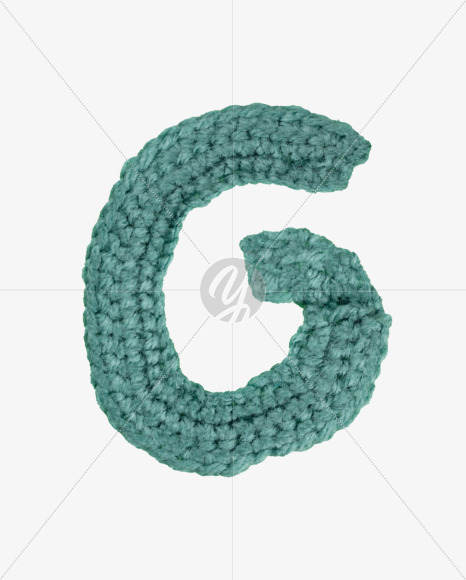 Letter G from Green Knitted Font on Yellow Images Creative Fonts - S26692