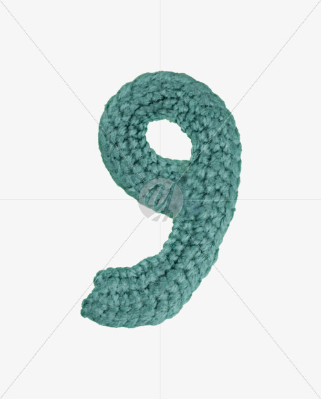 9 from Green Knitted Font on Yellow Images Creative Fonts - S26720