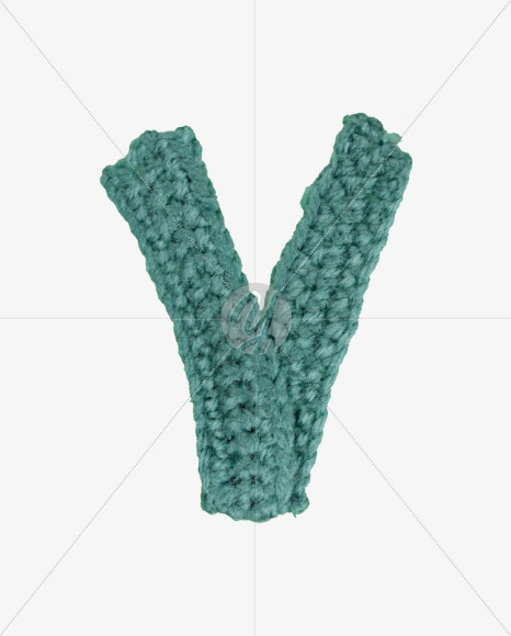 Letter V from Green Knitted Font on Yellow Images Creative Fonts - S26707