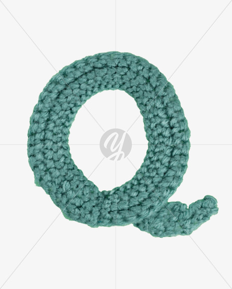 Letter Q from Green Knitted Font on Yellow Images Creative Fonts - S26702