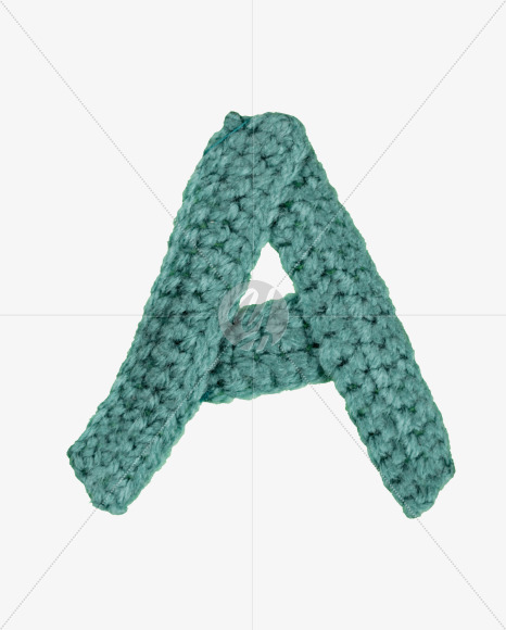 Letter A from Green Knitted Font on Yellow Images Creative Fonts - S26686