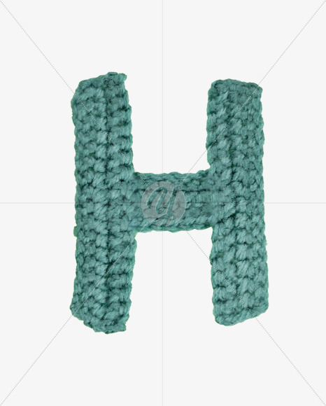 Letter H from Green Knitted Font on Yellow Images Creative Fonts - S26693