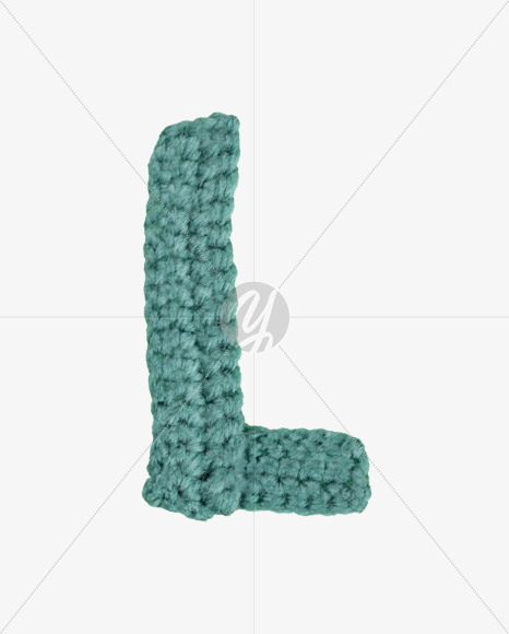 Letter L from Green Knitted Font on Yellow Images Creative Fonts - S26697