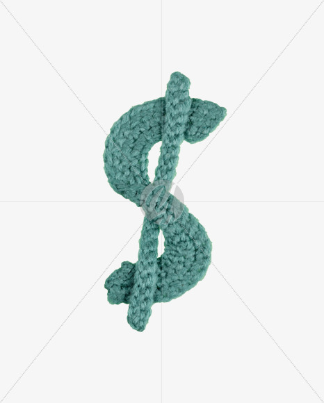 $ from Green Knitted Font on Yellow Images Creative Fonts - S26725