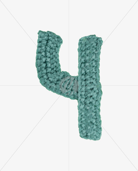 4 from Green Knitted Font on Yellow Images Creative Fonts - S26715