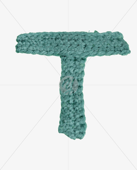 Letter T from Green Knitted Font on Yellow Images Creative Fonts - S26705