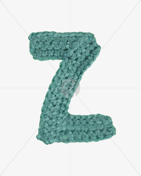 Letter Z from Green Knitted Font on Yellow Images Creative Fonts - S26711