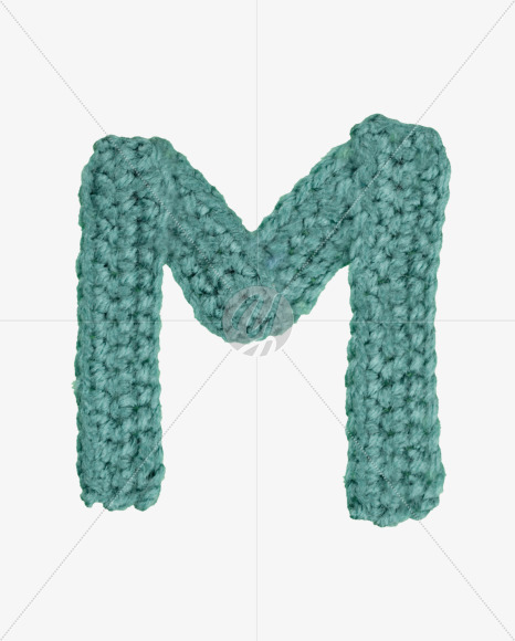 Letter M from Green Knitted Font on Yellow Images Creative Fonts - S26698