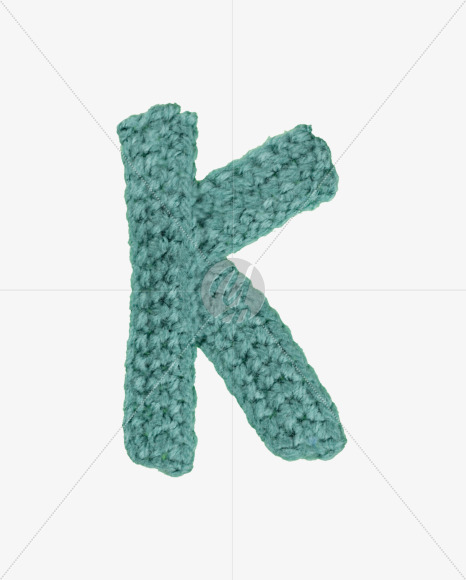 Letter K from Green Knitted Font on Yellow Images Creative Fonts - S26696