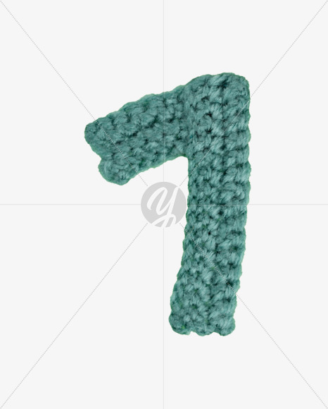 1 from Green Knitted Font on Yellow Images Creative Fonts - S26712