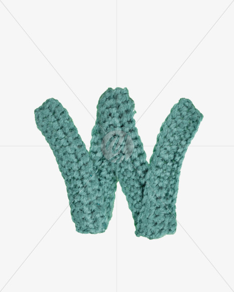 Letter W from Green Knitted Font on Yellow Images Creative Fonts - S26708