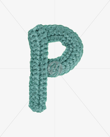 Letter P from Green Knitted Font on Yellow Images Creative Fonts - S26701