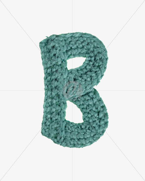 Letter B from Green Knitted Font on Yellow Images Creative Fonts - S26687