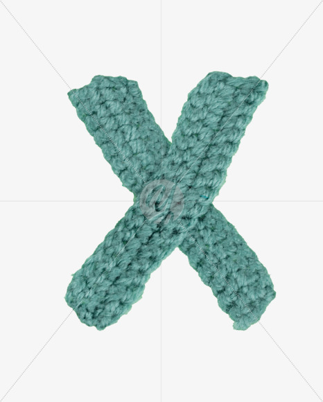 Letter X from Green Knitted Font on Yellow Images Creative Fonts - S26709