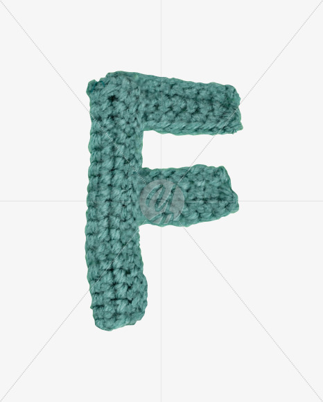 Letter F from Green Knitted Font on Yellow Images Creative Fonts - S26691