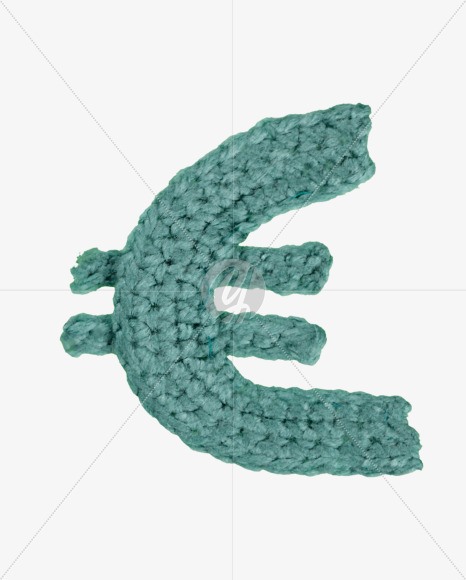 euro from Green Knitted Font on Yellow Images Creative Fonts - S26726