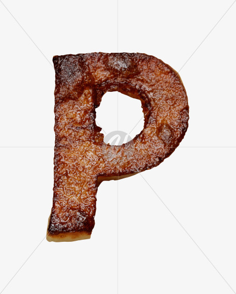 Letter P from Fried Potatoes Font on Yellow Images Creative Fonts - S26747