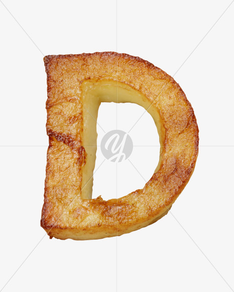 Letter D from Fried Potatoes Font on Yellow Images Creative Fonts - S26735