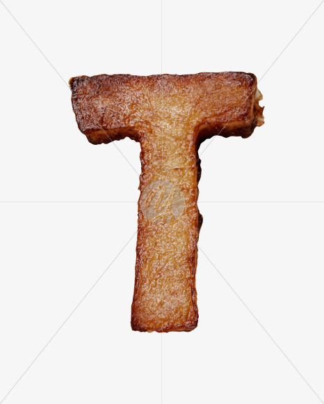 Letter T from Fried Potatoes Font on Yellow Images Creative Fonts - S26751