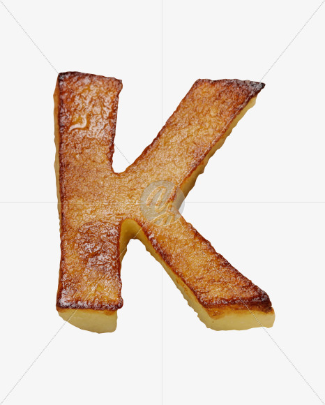 Letter K from Fried Potatoes Font on Yellow Images Creative Fonts - S26742