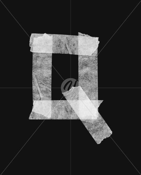 Letter Q from Tape White Font on Yellow Images Creative Fonts - S26793