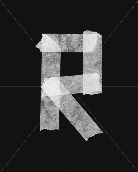 Letter R from Tape White Font on Yellow Images Creative Fonts - S26794