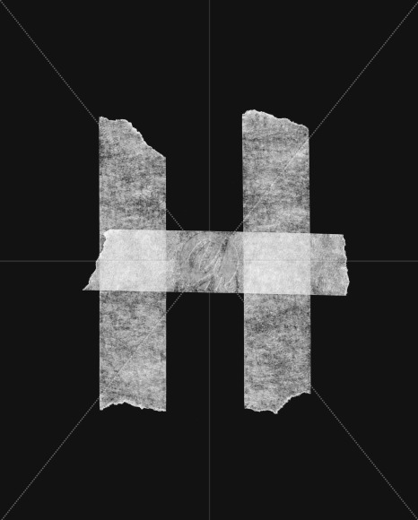 Letter H from Tape White Font on Yellow Images Creative Fonts - S26784