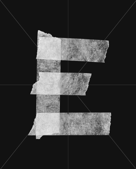 Letter E from Tape White Font on Yellow Images Creative Fonts - S26781