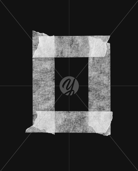 Letter O from Tape White Font on Yellow Images Creative Fonts - S26791