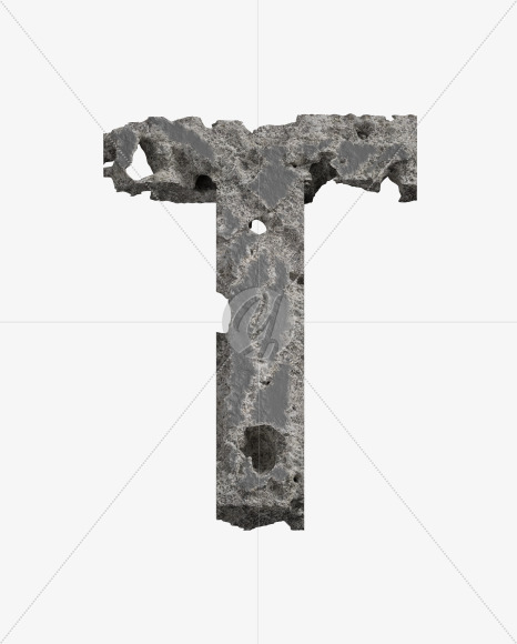 Letter T from Concrete Erosion Font on Yellow Images Creative Fonts - S26873