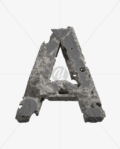 Letter A from Concrete Erosion Font on Yellow Images Creative Fonts - S26854