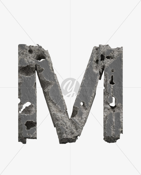 Letter M from Concrete Erosion Font on Yellow Images Creative Fonts - S26866