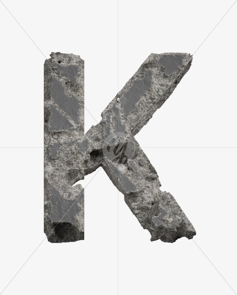 Letter K from Concrete Erosion Font on Yellow Images Creative Fonts - S26864