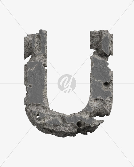 Letter U from Concrete Erosion Font on Yellow Images Creative Fonts - S26874