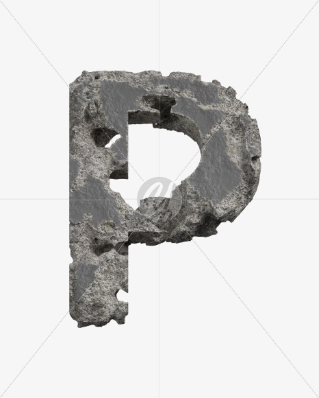 Letter P from Concrete Erosion Font on Yellow Images Creative Fonts - S26869