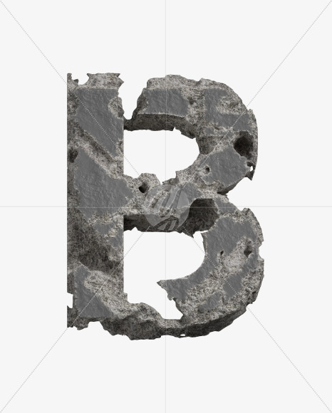 Letter B from Concrete Erosion Font on Yellow Images Creative Fonts - S26855