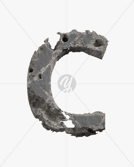 Letter C from Concrete Erosion Font on Yellow Images Creative Fonts - S26856